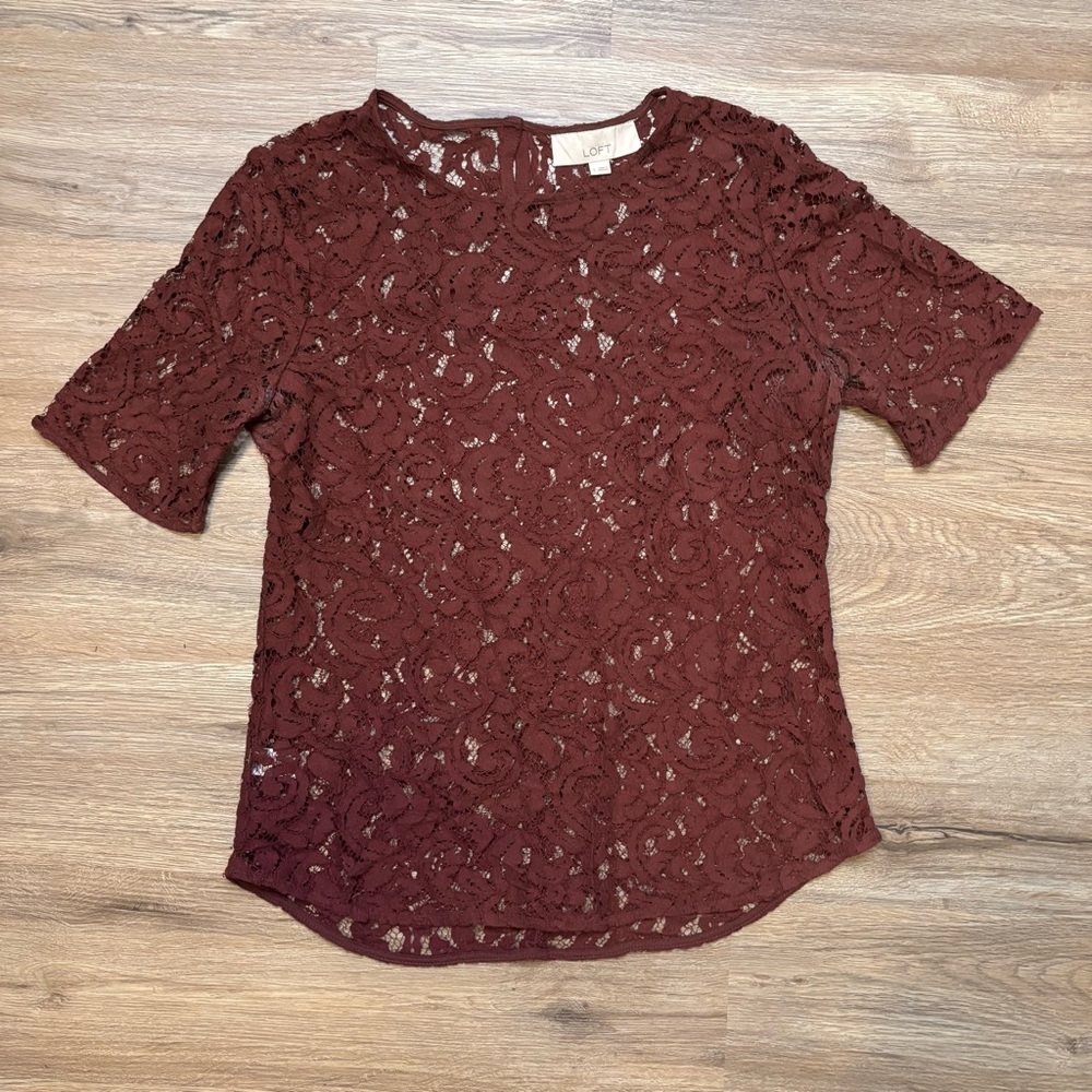 LOFT Lace Burgundy Top